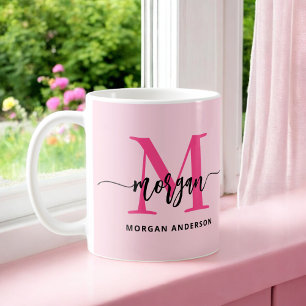 Modern Shock rosa i Monogram Snyggt Kaffemugg