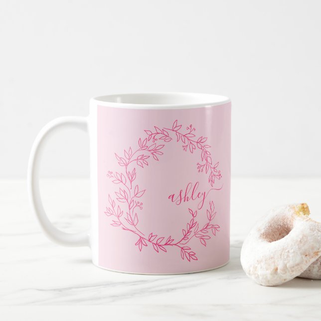 Modern Shock rosa i Monogram Snyggt Kaffemugg (Med munk)