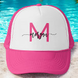 Modern Shock rosa i Monogram Snyggt Keps<br><div class="desc">Ovanför ditt utseende med vår Monogram Snyggt Modern Shock rosa Truckerkeps! Med en slimmad och modern typsnittsutformning och personlig som ger dig en slimmad shock rosa med monogrammet, får du en chic och anpassningsbar att röra vid stil. Den andningsbara ryggstödet och den justerbara fäststängningen säkerställer att den passar väl, skapar...</div>
