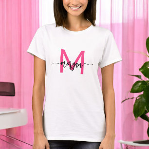 Modern Shock rosa i Monogram Snyggt T Shirt
