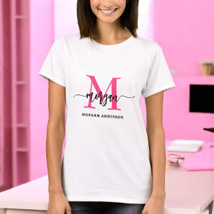 Modern Shock rosa i Monogram Snyggt T Shirt