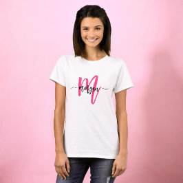 Modern Shock rosa i Monogram Snyggt T Shirt