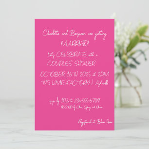 Modern Shock rosa Lettering Trendig Par Shower Inbjudningar