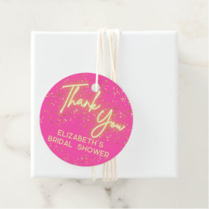 Modern Shock rosa Neon Glow Glitter Tack-skript Gåvor Etiketter