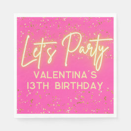 Modern Shock rosa Neon Glowing Låt oss Party födel Pappersservett