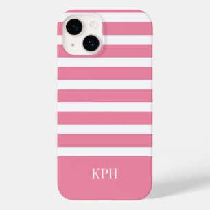 Modern Shock rosa och Vita Rand med Monogram