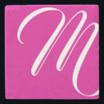 Modern Shock rosa och vitt skript Monogram Stenunderlägg<br><div class="desc">Den här stenen underlägg modernt och minimalistiskt skript med vit anpassningsbar som monogram på shock rosa.</div>