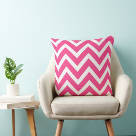 Modern Shock rosa och White Chevron Rand Kudde