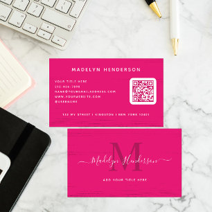 Modern Shock rosa-penseldrag QR-kod Visitkort