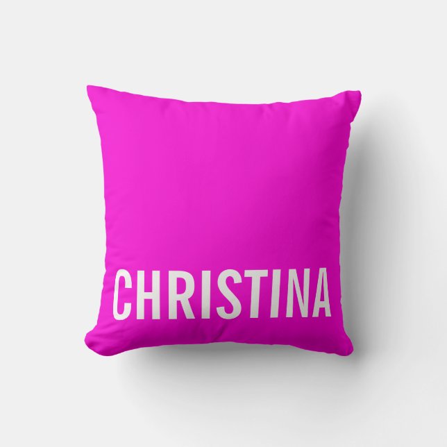 Modern Shock rosa Personlig Namn Pillow Kudde (Framsida)