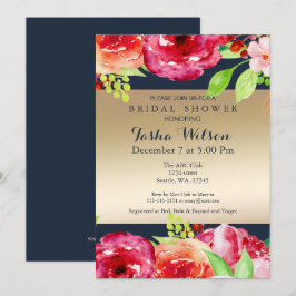 modern Shower Inbjudan i guld i den bohemiska flot