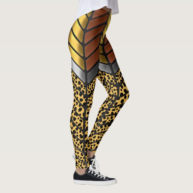 Modern sicksack chevron Gepard Djurtryck Leggings (Höger)