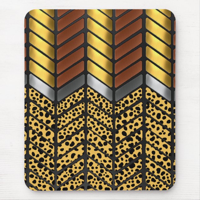 Modern sicksack chevron Gepard Djurtryck Musmatta (Framsidan)