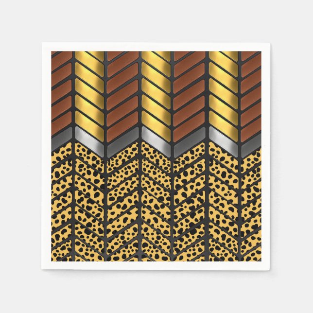 Modern sicksack chevron Gepard Djurtryck Pappersservett (Framsidan)