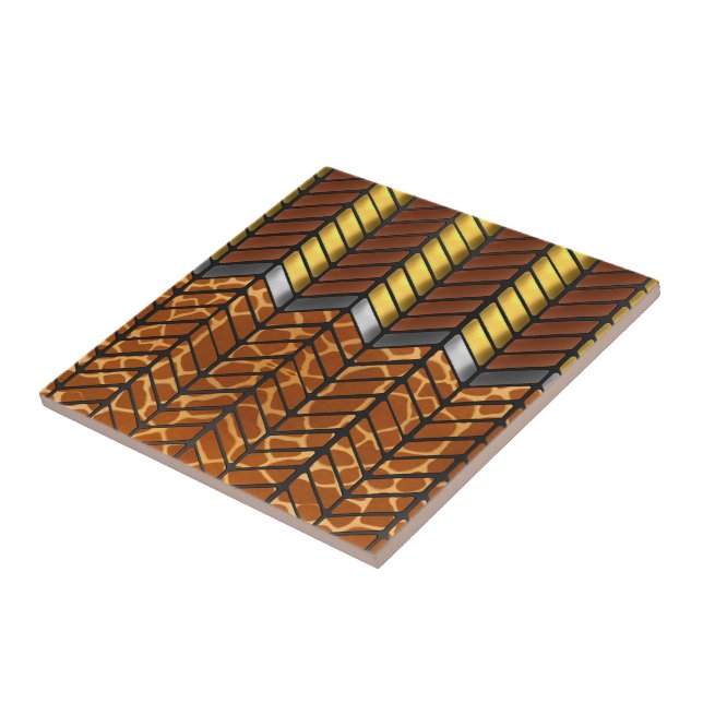 Modern Sicksack Chevron Giraff Djurtryck Kakelplatta (Sidan)