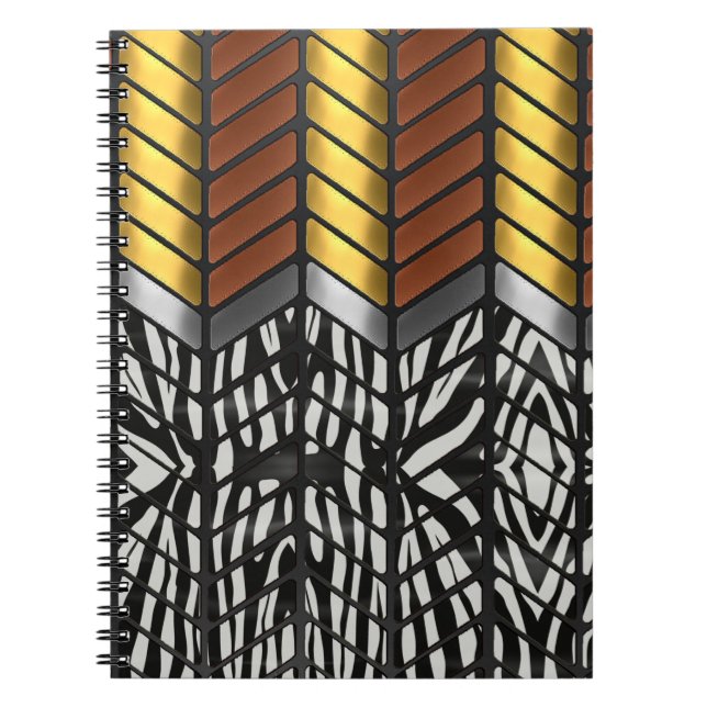 Modern sicksack-chevron Zebradjurtryck Anteckningsbok (Framsidan)