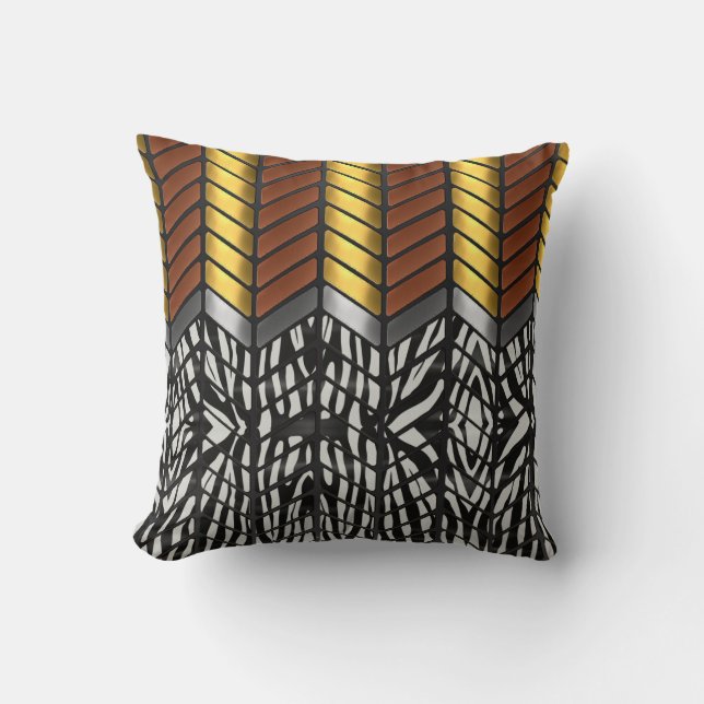 Modern sicksack-chevron Zebradjurtryck Kudde (Framsida)