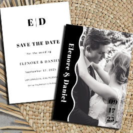 Modern sidvåg, svart och vitt foto Bröllop Spara Datumet