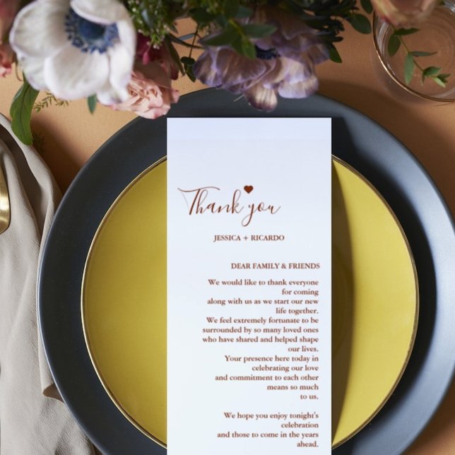 Modern Sienna Minimalist Menu + Tackkort (Skapare uppladdad)