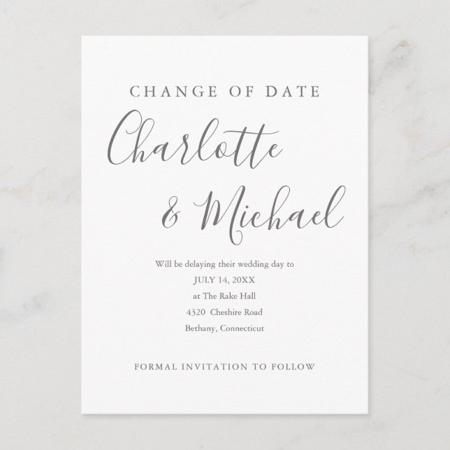 Modern signatur ändra datum uppskjuten vykort (Framsida)