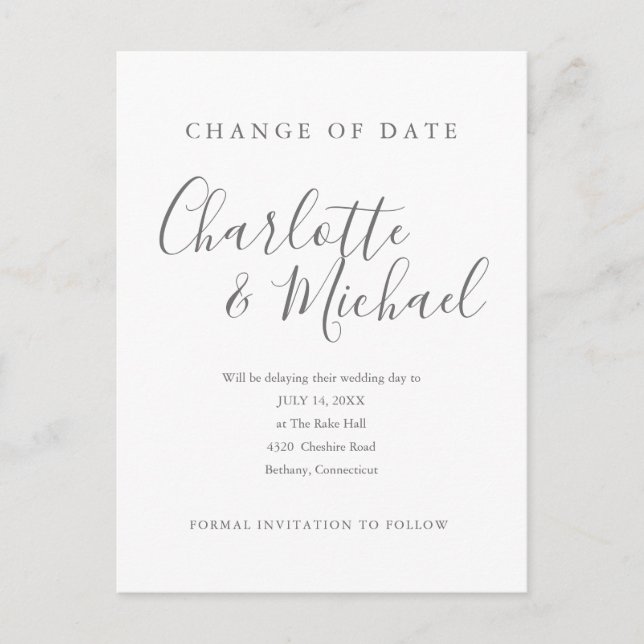 Modern Signatur Ändra datumet Uppskjutet Meddelande Vykort (Framsida)