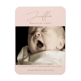 Modern Signatur Namn Nyfödd Foto Magnet