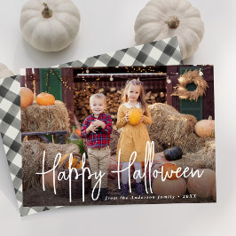 Modern signatur skript Glad Halloween Foto Julkort