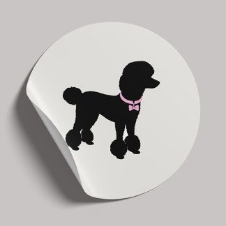 Modern Silhouette Dog Grooming Classic Round Runt Klistermärke
