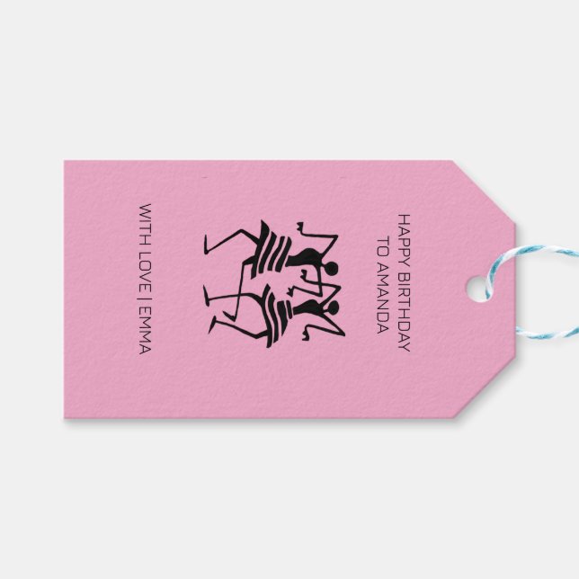 Modern Silhouette Firande Dance Rosa Presentetikett (Framsidan (Horisontell))
