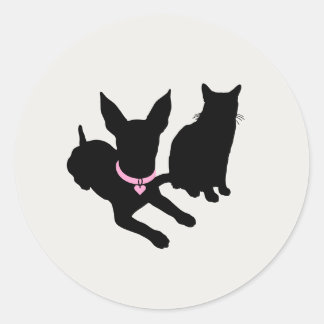 Modern Silhouette Pet Sitter Dog Cat Logo Runt Klistermärke