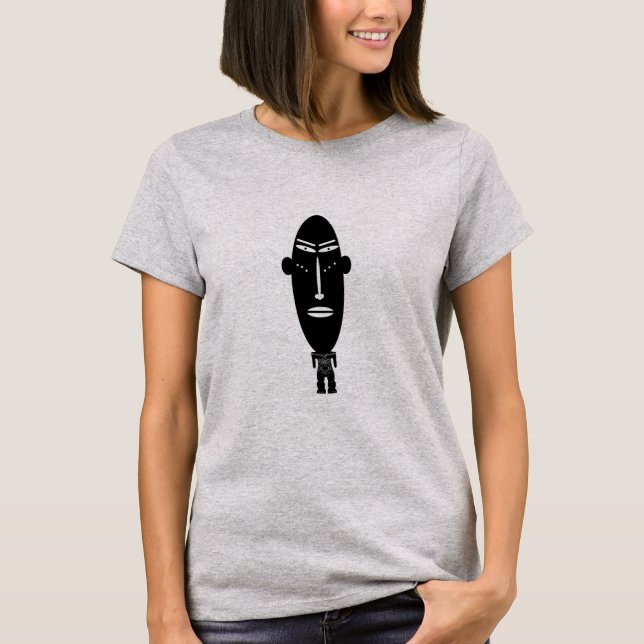 Modern silhuett abstrakt svart ansiktskonst t shirt (Framsida)