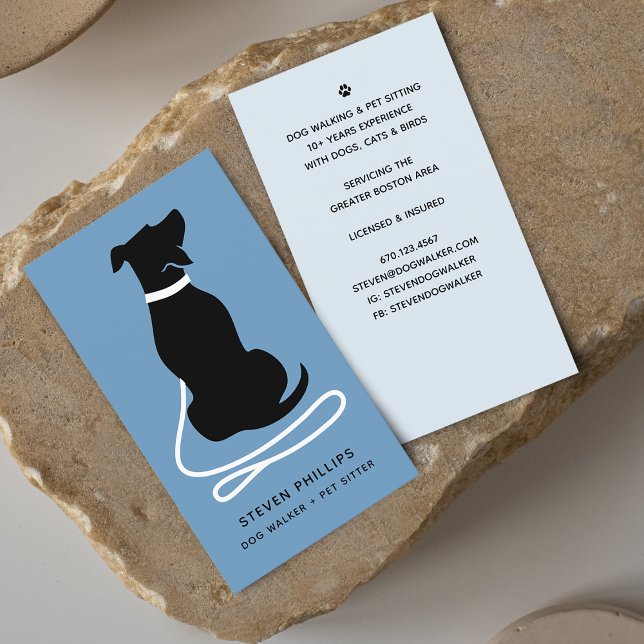 Modern silhuett hundpromenad hundsittning visitkort (Modern Silhouette Dog Walking Dog Sitting Business Card)