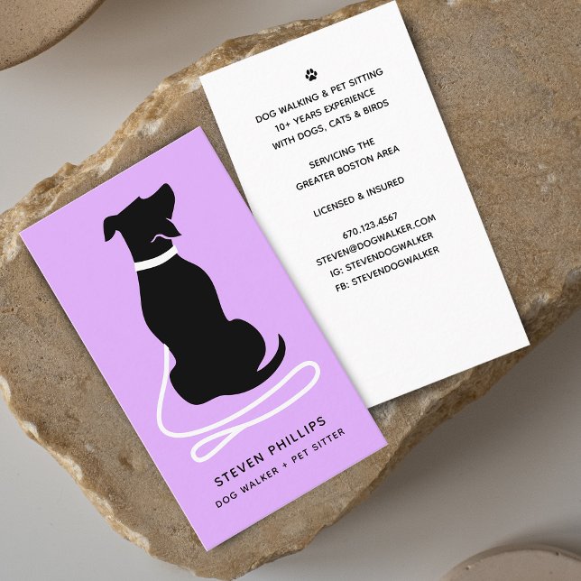 Modern silhuett hundpromenad hundsittning visitkort (Modern Silhouette Dog Walking Dog Sitting Business Card)