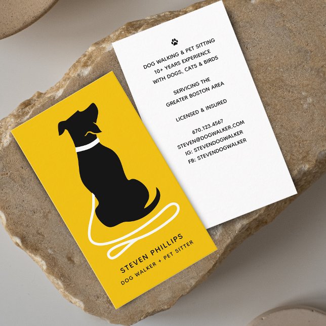 Modern silhuett hundpromenad hundsittning visitkort (Modern Silhouette Dog Walking Dog Sitting Business Card)