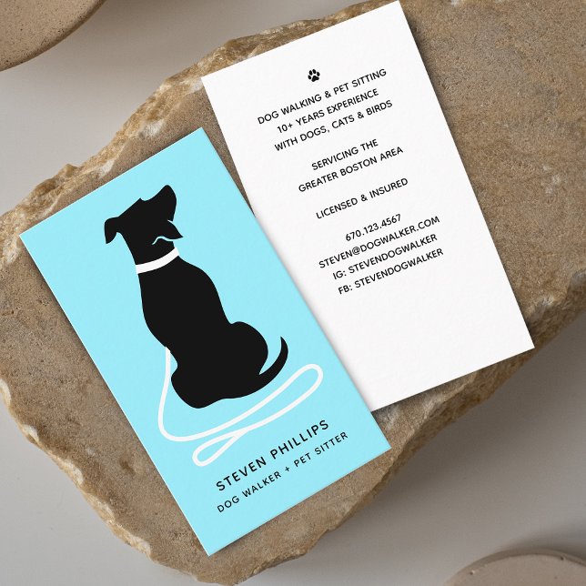 Modern silhuett hundpromenad hundvakt visitkort (Modern Silhouette Dog Walking Dog Sitting Business Card)