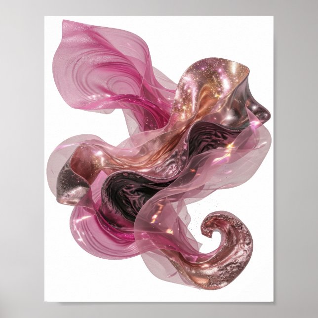 Modern Silver ABSTRAKT KONST Art Print Poster (Framsidan)