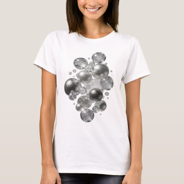 Modern silver ABSTRAKT KONST Grafisk t-shirt (Framsida)