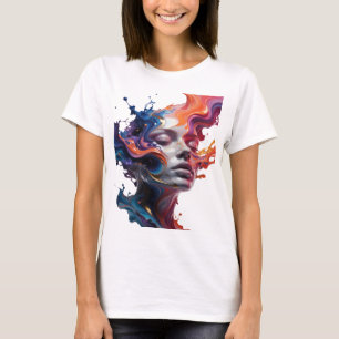 Modern Silver ABSTRAKT KONST Konstnärligt Motiv T Shirt
