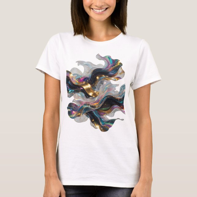 Modern silver ABSTRAKT KONST Konstnärligt motiv T Shirt (Framsida)