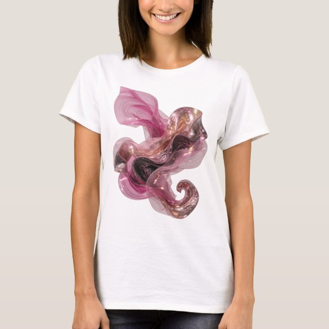Modern Silver ABSTRAKT KONST Konsttryck T Shirt (Framsida)