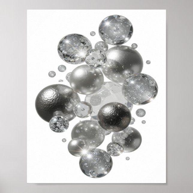Modern silver ABSTRAKT KONST v2 Poster (Framsidan)