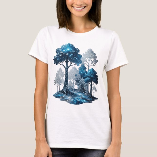 Modern Silver BLÅ IS SKOG Anpassad Tee (Framsida)