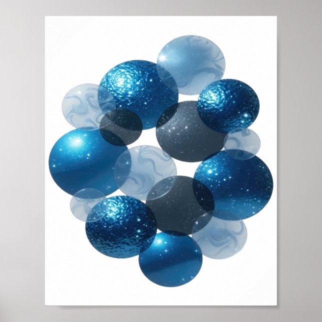 Modern Silver BLÅ STJÄRNOR Poster (Framsidan)