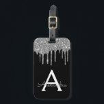 Modern Silver Black Glitter Gnistra Monogram Bagagebricka<br><div class="desc">Modern Silver och Black Glitter och Gnistra Monogram Namn och ursprunglig luggage Tag. Den här märkrn är perfekt för Bröllop eller Möhippa Favor,  Honeymoon,  Back to school,  Beauty Salon Work eller Traveling.</div>