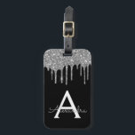 Modern Silver Black Glitter Gnistra Monogram Bagagebricka<br><div class="desc">Modern Silver och Black Glitter och Gnistra Monogram Namn och ursprunglig luggage Tag. Den här märkrn är perfekt för Bröllop eller Möhippa Favor,  Honeymoon,  Back to school,  Beauty Salon Work eller Traveling.</div>