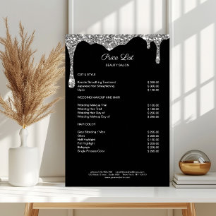 Modern Silver Black Glitter Preislyssning Poster