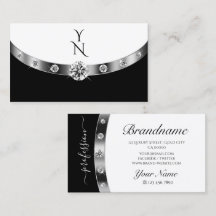 Modern Silver Black White med monogramdiamanter
