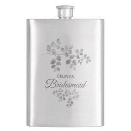 Modern Silver Blommigt Bridesmaid-kolv Fickplunta