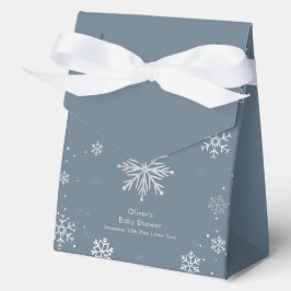 Modern Silver Blue Magical Snowflake Baby Shower Presentaskar