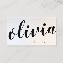 Modern Silver Bold Script Calligraphy Buss Visitkort